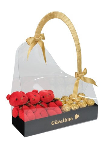 Kadife Kutuda Kişiye Özel Gold Çanta