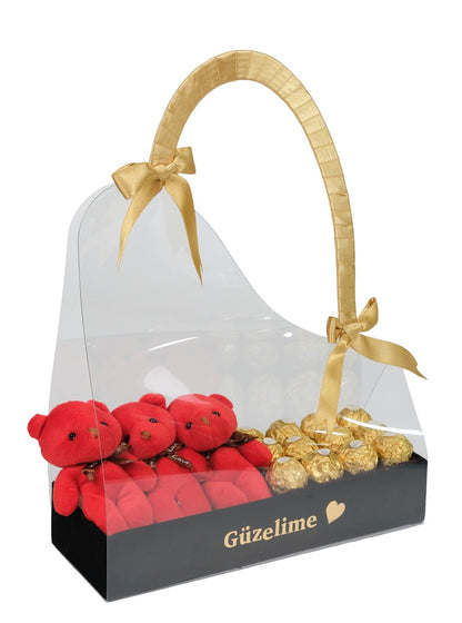 Kadife Kutuda Kişiye Özel Gold Çanta