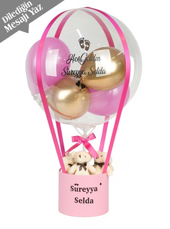 Fuşya Gold Kişiye Özel Balon Kutusu