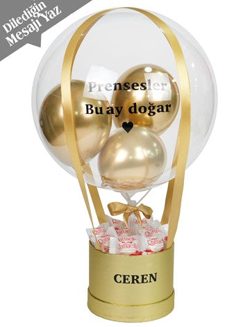 Gold Balon Kutusu Raffaello Kişiye Özel