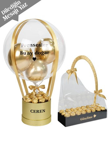Ferrero Rocher Çikolata Dolu Doğum Günü Hediyesi Balon Kutusu