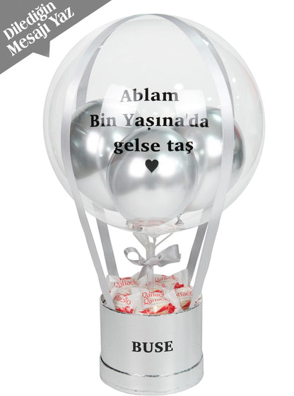 Gümüş Balon Kutusu Raffaello Kişiye Özel