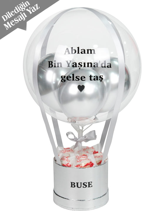 Gümüş Balon Kutusu Raffaello Kişiye Özel