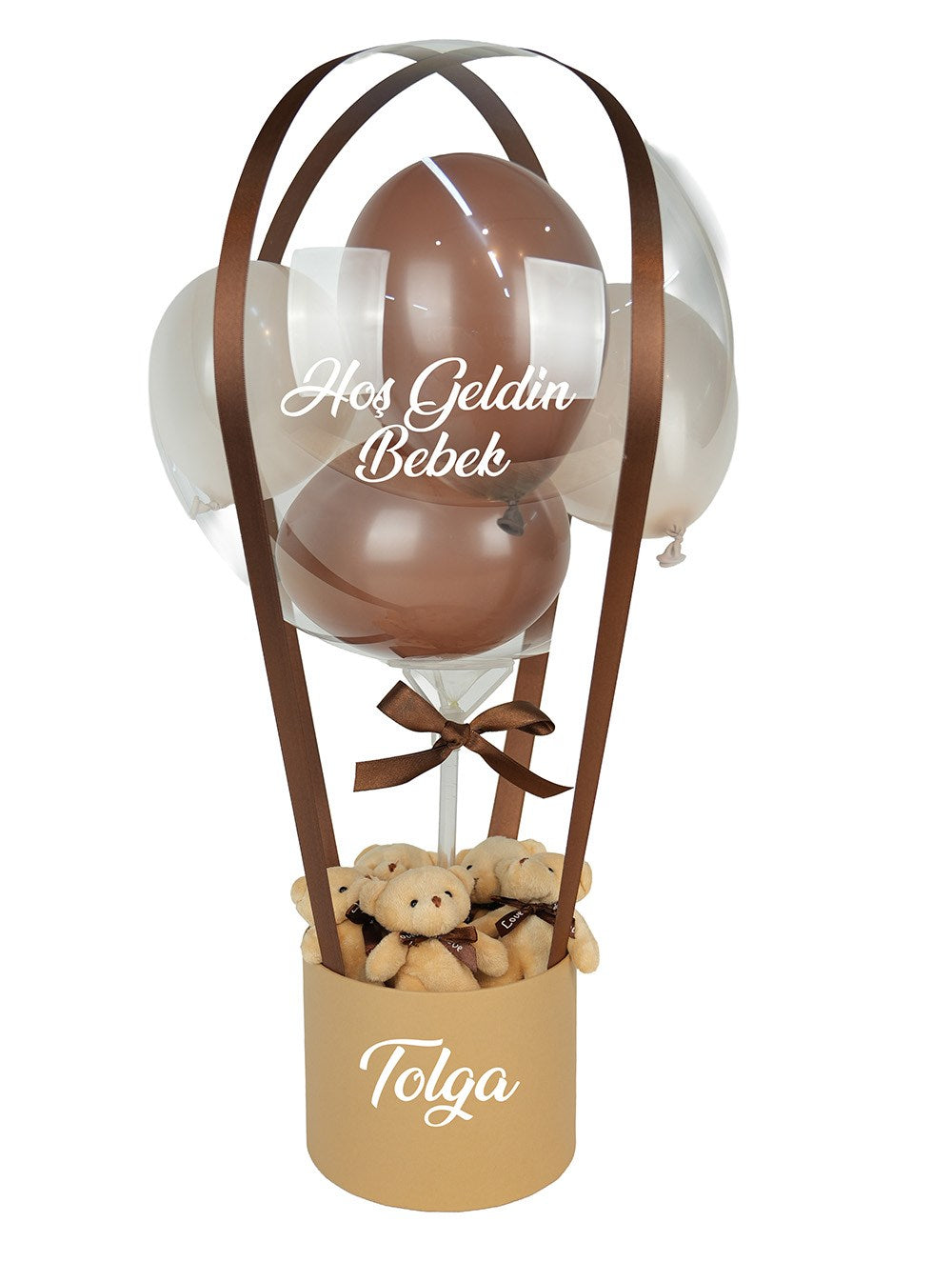 Kahverengi Kırık Beyaz Şık Balon Kutusu Tasarımı