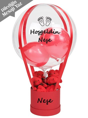 Kırmızı Konsept Ayıcık Balon Kutusu