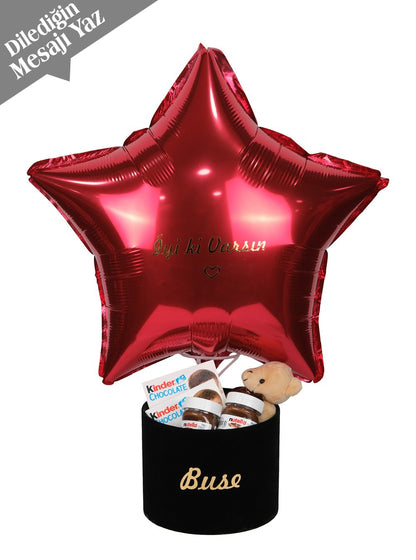 Çikolata Dolu Yıldız Balon Kutusu