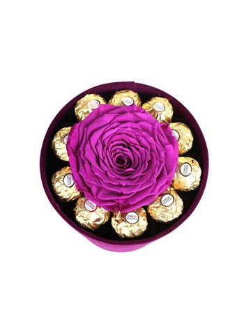 Purple Magic Solmayan Gül ve Çikolata
