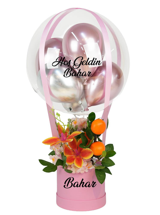 Kişiye Özel Mandalina Meyve Sepeti Balon Kutusu Yapay
