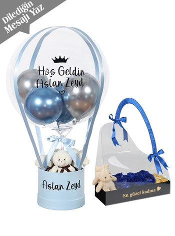 Kişiye Özel Açık Mavi Anne Bebek Hediye Seti