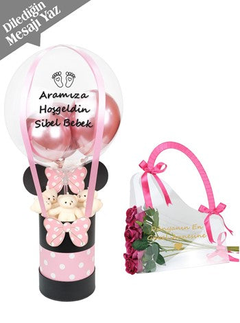 Minnie Mouse Balonlu Yeni Bebek Hediyesi