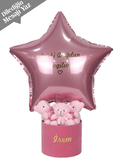 Kişiye Özel Yazılı Pembe Yıldız Balon