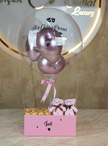 Pink Dream Yenidoğan Bebek Balon Kutusu Çikolatalı