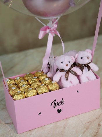 Pink Dream Yenidoğan Bebek Balon Kutusu Çikolatalı