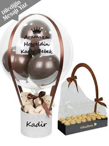Kahverengi Balon Kutusu Ferrero Rocher Çikolata Set