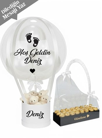Beyaz Balon Kutusu ve Ferrero Rocher Çikolata Set