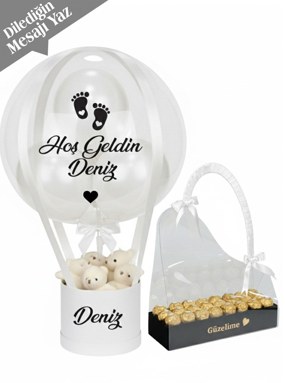 Beyaz Balon Kutusu ve Ferrero Rocher Çikolata Set