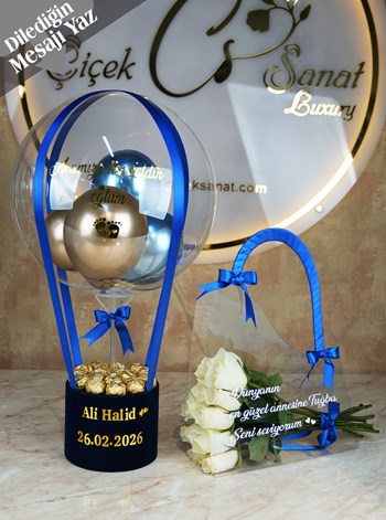 Kişiye Özel Kadife Kutuda Balon Kutusu Set