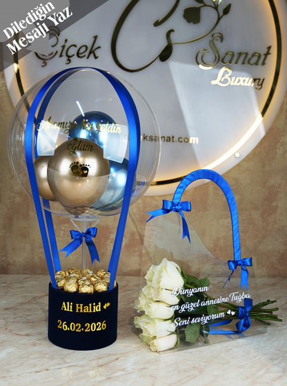 Kişiye Özel Kadife Kutuda Balon Kutusu Set
