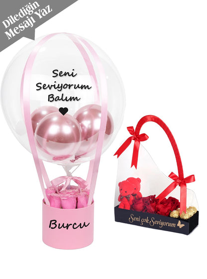 Sevgiliye Pembe Güllü Hediye Seti