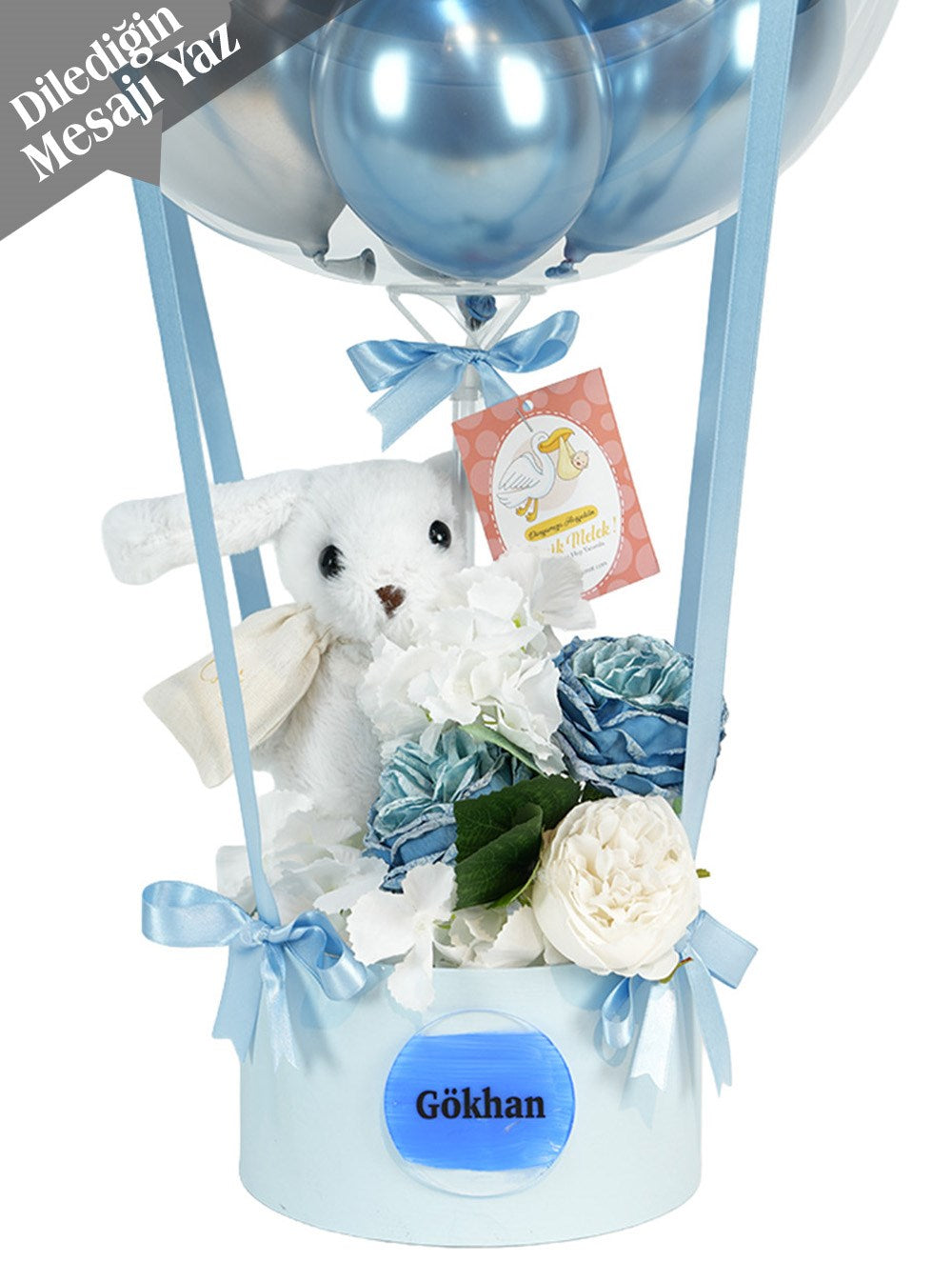 Premium Açık Mavi Balon Kutusu ve Zincirli Çanta Set
