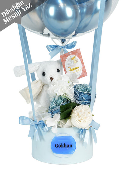 Premium Açık Mavi Balon Kutusu ve Zincirli Çanta Set