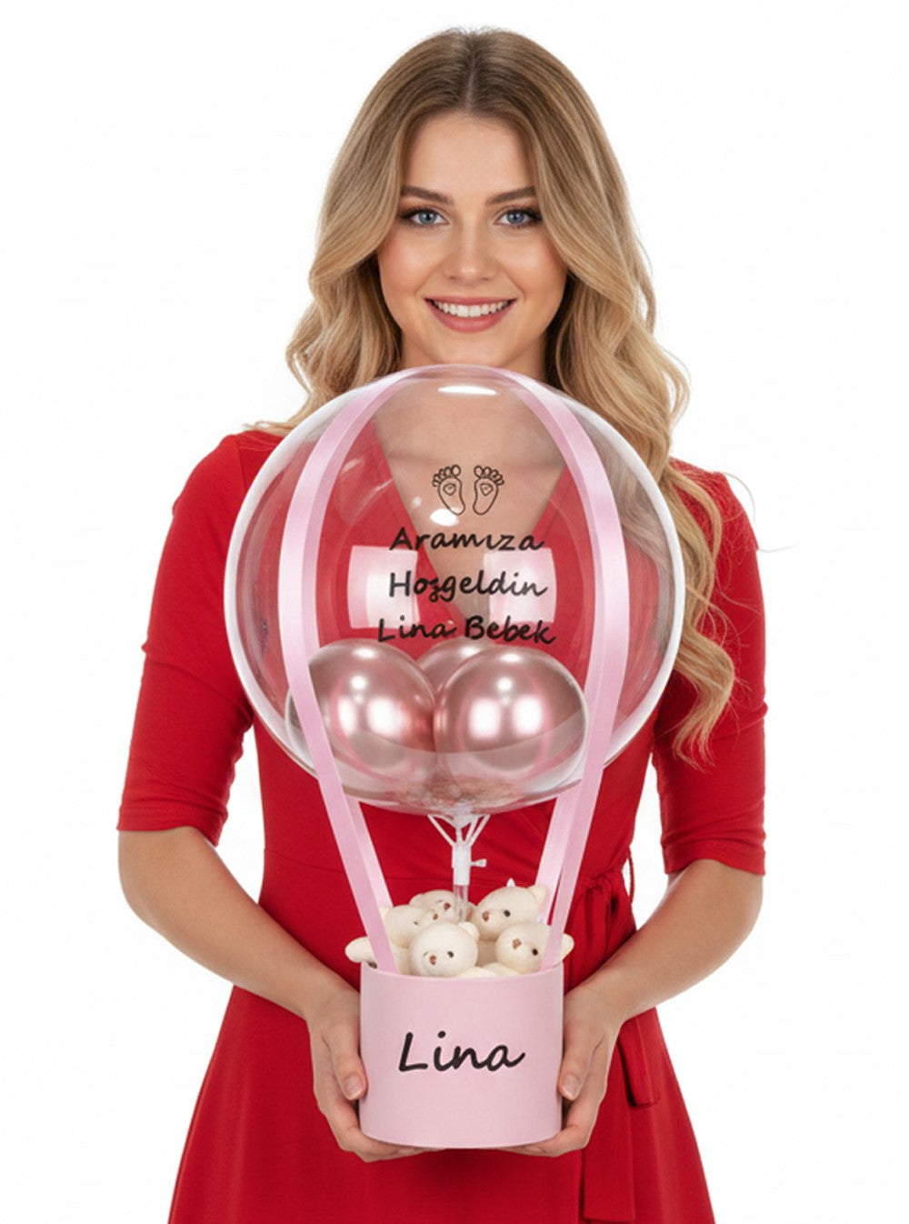 Yenidoğan Ayıcıklı Bebek Hediyesi Balon Kutusu