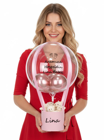 Yenidoğan Ayıcıklı Bebek Hediyesi Balon Kutusu